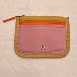 Lululemon True Identity Card Case Wallet Pink Orange Gold
